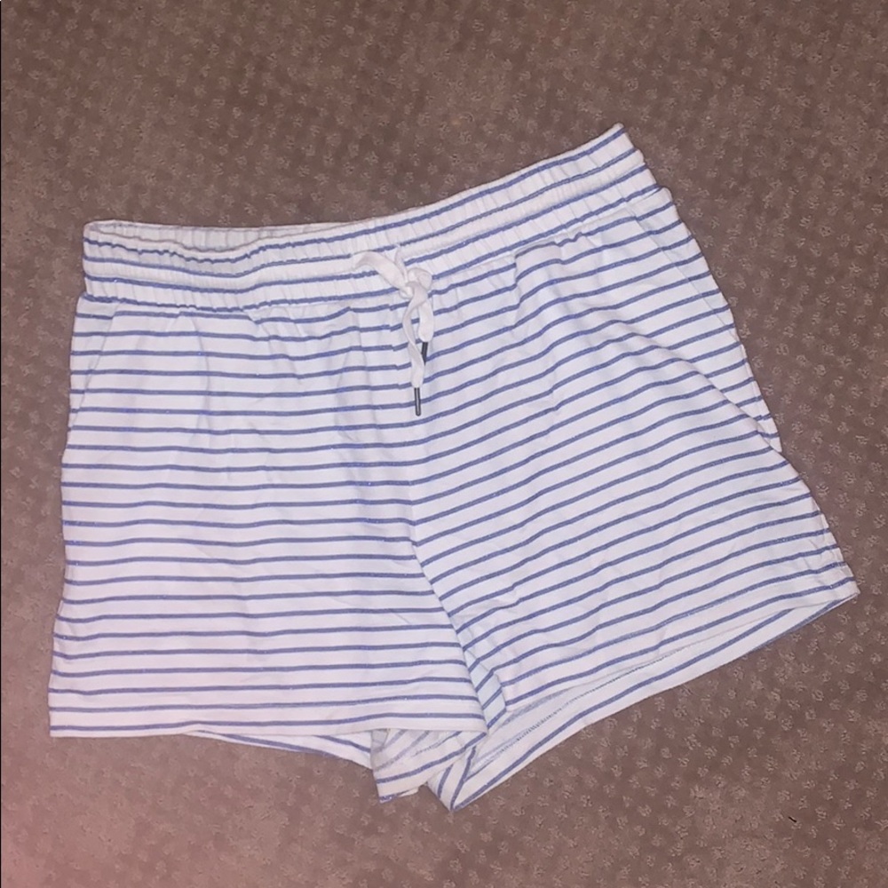 Navy and White striped shorts